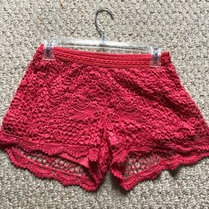 Pink Flowy Lace Shorts
